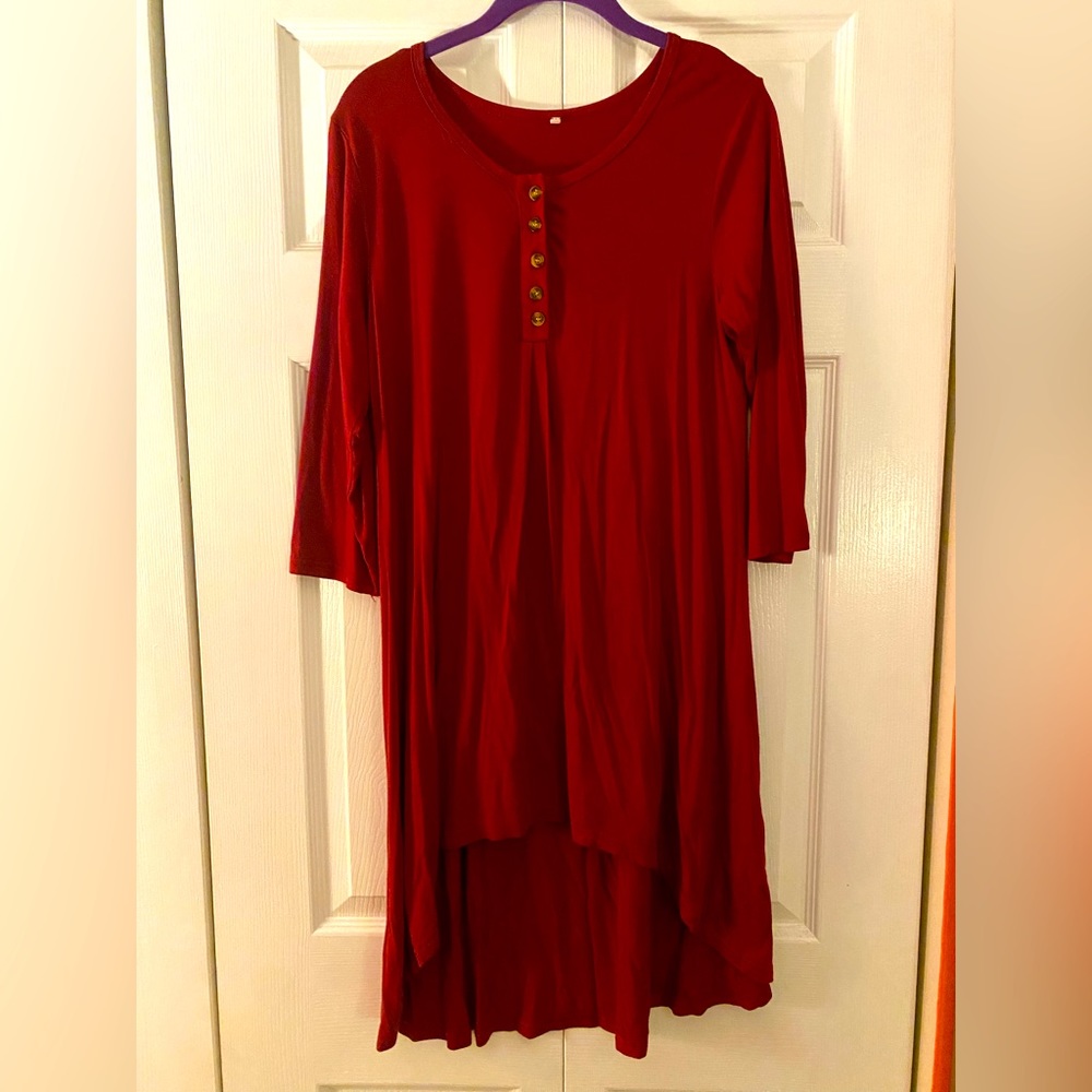 ❤️Francessca’s Women’s Red Long Sleeve Button Down Dress❤️